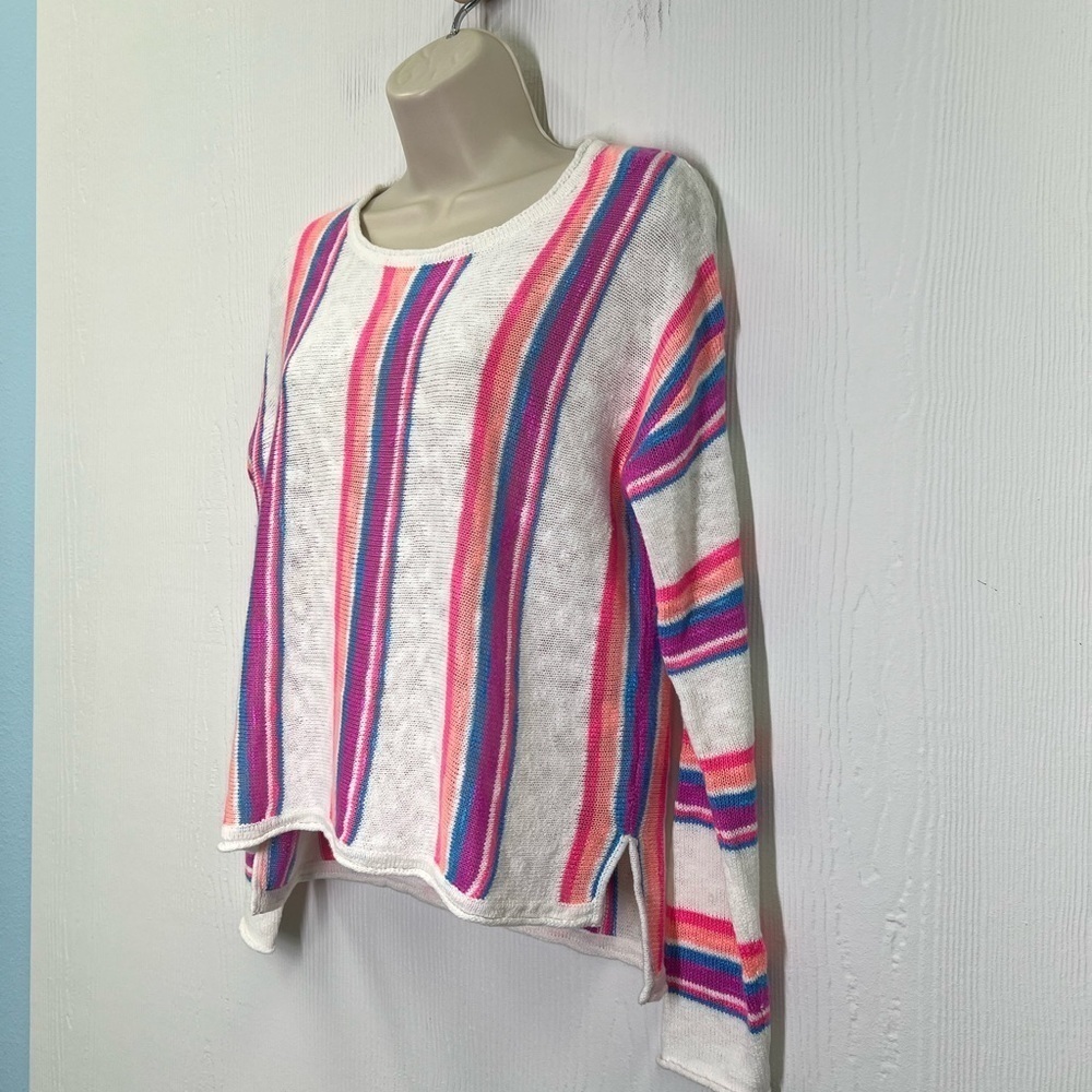 Lilly Pulitzer - Rozalia Rainbow Striped Side Vent Long Sleeve Eve Sweater S - Picture 8 of 12